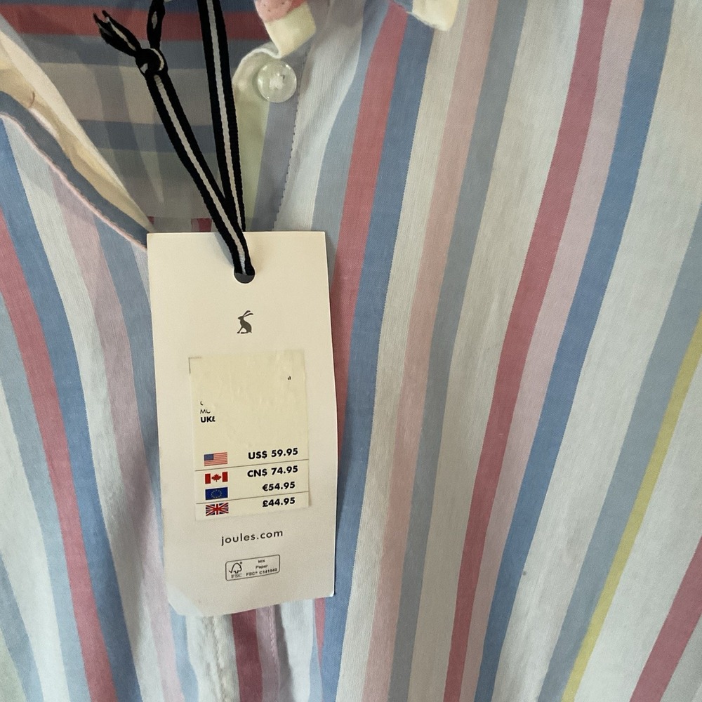 Joules Cornelia Stripe Cotton Shirt US 10 Pastel Button Down Classic Fit New - Picture 5 of 10